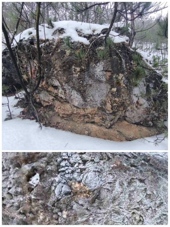 A szikla oldalán deres a kőzet