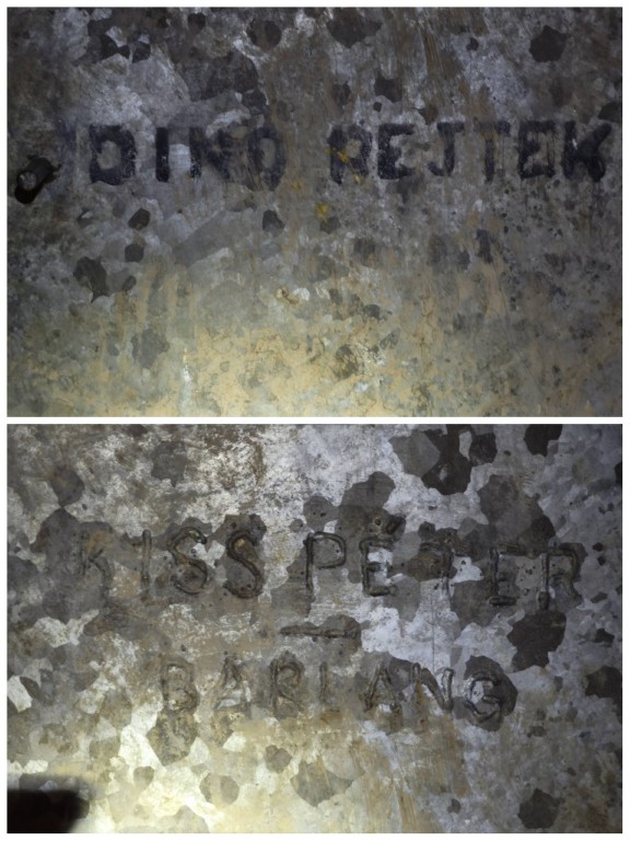 Az ajtón felirat: Kiss Péter barlang, Dínó-rejtek